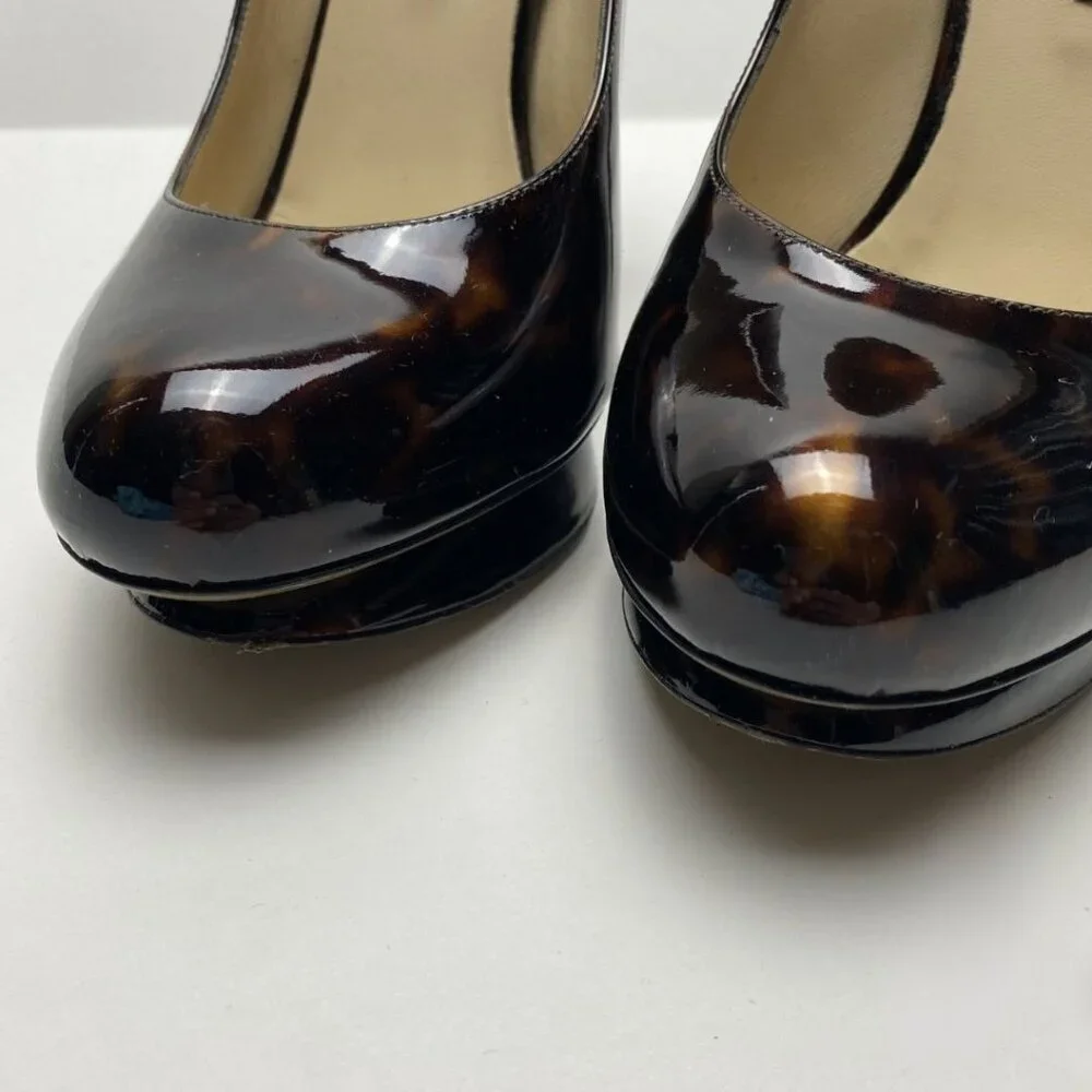 NICHOLAS KIRKWOOD tortoiseshell patent leather platform pumps Size 38